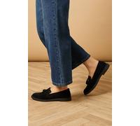 Oasis Women's Brighton Real Leather Tassel Loafers in Natural Black | Size: 3 Oasis Natural Black 3