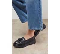 Oasis Women's Brooker Real Leather Tassel Chunky Loafers in Black | Size: 4 Oasis Black 4