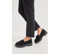 Oasis Women's Brooker Suede Tassel Chunky Loafers in Natural Black | Size: 4 Oasis Natural Black 4