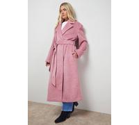Oasis Brushed Belted Coat In Pink pink 8