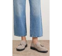 Oasis Women's Bunny Suede Brogue Detail Tassel Loafers in Beige | Size: 3 Oasis Beige 3