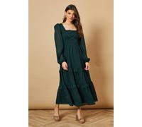 Oasis Burnout Chiffon Tie Detail Ruffle Tiered Midi Dress In Floral floral 10