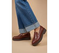 Oasis Women's Butter Leather Chunky Penny Casual Loafers in Dark Tan | Size: 8