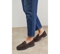 Oasis Butter Suede Chunky Penny Casual Loafers In Chocolate chocolate