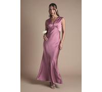 Oasis By Coast Satin Open Back Detail Maxi Bridesmaid Dress In Rose rose 18