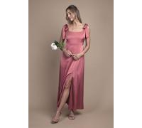 Oasis By Coast Satin Tie Shoulder Midi Bridesmaid Dress In Terracotta terracotta 12