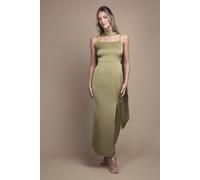 Oasis By Coast Strappy Satin Maxi Bridesmaid Dress With Scarf In Olive olive 10