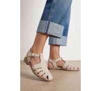 Oasis Cass Faux Suede Closed Toe Fisherman Flat Shoes In Beige beige 5