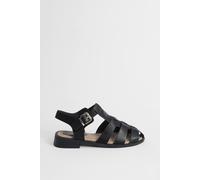 Oasis Women's Cassiopeia Faux Leather Closed Toe Fisherman Flat Shoes in Black | Size: 3 Oasis Black 3