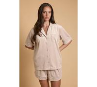 Oasis Women's Celestial Printed Velour Short Sleeve Pyjama Set in Mink | Size: Large