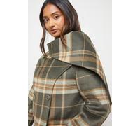 Oasis Check Scarf Longline Jacket Coat In Taupe taupe 16
