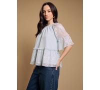OASIS Chiffon Peplum Blouse Blue 18