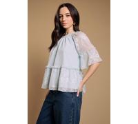 Oasis Women's Chiffon Peplum Blouse in Baby Blue | Size: 10 Oasis Baby Blue 10