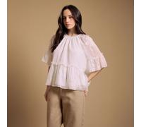 Oasis Chiffon Peplum Blouse IVORY SIZE 10