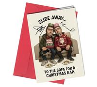 Oasis Christmas Card - Autograph Reproduction Inspired “Slide Away to the Sofa for a Nap” - Funny Greeting Card - Xmas Design - Rock Band Christmas Card with Red Envelope - A5 Size No1999