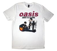 Oasis Cigarettes & Alcohol Illustration Official Tee T-Shirt Mens Unisex (Small) White
