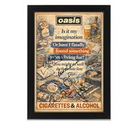 Oasis Cigarettes & Alcohol Lyric Signed Poster Print - Limited Edition Britpop Art, Collectible Manchester Music Memorabilia Wall Art (A3 Framed)