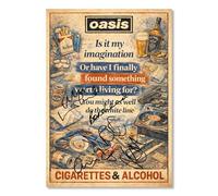 Oasis Cigarettes & Alcohol Lyric Signed Poster Print - Limited Edition Britpop Art, Collectible Manchester Music Memorabilia Wall Art (A3 Unframed)