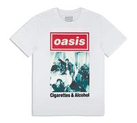 Oasis Cigarettes & Alcohol Single Cover T-Shirt in White | Size: Small Oasis White S