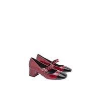 Oasis Women's Clair Faux leather Toe Cap Block Heel Mary Janes in Red | Size: 6