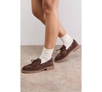 Oasis Claire Faux Suede Chunky Boat Shoes In Chocolate chocolate 3