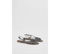 Oasis Clara Faux Leather Strappy Open Toe Flat Sandals In Black black