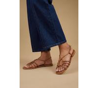 Oasis Clara Faux Leather Strappy Open Toe Flat Sandals In Tan tan
