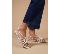 Oasis Clara Faux Leather Strappy Open Toe Flat Sandals In White white