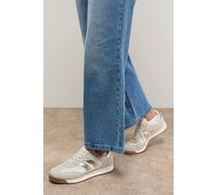 Oasis Clarissa Mixed Material Lace Up Trainers In Beige beige 3