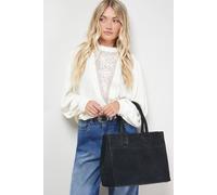Oasis Women's Claudia Suede Tote Bag With Pocket in Black Oasis Black