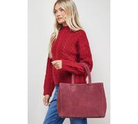 Oasis Women's Claudia Suede Tote Bag With Pocket in Dark Red Oasis Dark Red