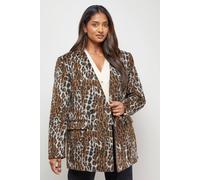 Oasis Collarless Blazer Coat In Animal animal 10