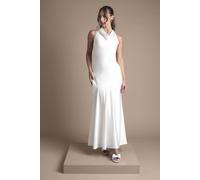 Oasis Cowl Halterneck Satin Maxi Wedding Dress In Ivory ivory 18