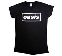 (L, Black) Oasis Decca Band Logo Skinny Fit T Shirt