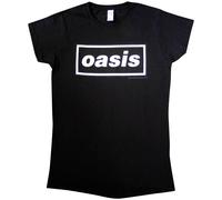 Oasis Decca Logo Black Womens Fitted T-Shirt NEW OFFICIAL