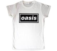 Oasis Decca Logo White Womens Fitted T-Shirt NEW OFFICIAL