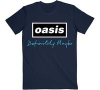 Oasis Definitely Maybe Text Logo Navy Blue T-Shirt NEW OFFICIAL