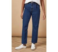 Oasis Denim Pleat Front Mom Jean In Mid Blue mid blue 14