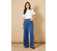 Oasis Denim Seamed Patch Pocket Wide Leg Jean In Mid Wash mid wash 8