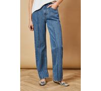 Oasis Denim Straight Leg Jean With Front Seam Detail In Mid Wash mid wash 6