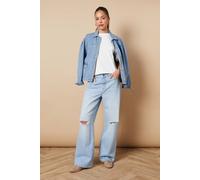 Oasis Denim Straight Leg Jean With Rips In Light Wash light wash 12