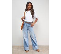 Oasis Denim Turnup Straight Leg Jean In Light Wash light wash 6