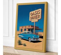 Oasis Diner Retro Canvas Wall Art Print 30x20 Inch (76 x 51 cm)