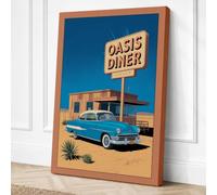 Oasis Diner Retro Canvas Wall Art Print 30x20 Inch (76 x 51 cm)