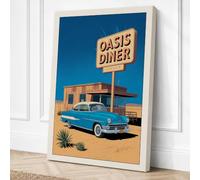 Oasis Diner Retro Canvas Wall Art Print 30x20 Inch (76 x 51 cm)
