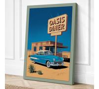 Oasis Diner Retro Canvas Wall Art Print 30x20 Inch (76 x 51 cm)
