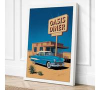 Oasis Diner Retro Canvas Wall Art Print 30x20 Inch (76 x 51 cm)