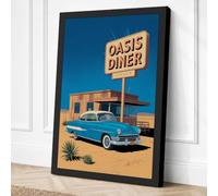 Oasis Diner Retro Canvas Wall Art Print 30x20 Inch (76 x 51 cm)