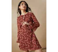 Oasis Ditsy Tie Dobby Chiffon Mini Dress In Orange orange 10