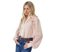 Oasis Women's Dobby Chiffon Trim Detail Button Down Blouse in Rose | Size: 12